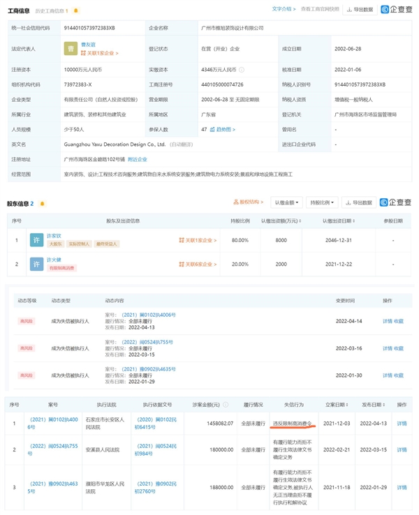 家族企業(yè)逆境 許家印哥哥的公司成“老賴”，違規(guī)限制消費(fèi)令折射管理漏洞